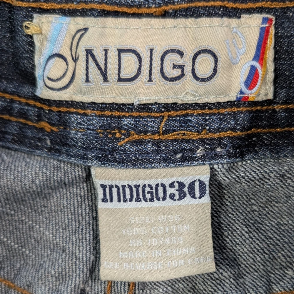 Indigo 30 Mens Baggy Skate Shorts | Embroidered Back Pockets | Y2K Streetwear 36